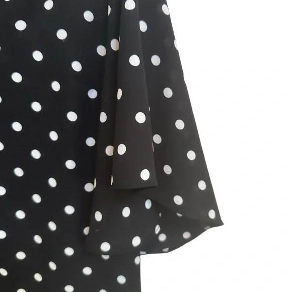 Express Black and White Polka Dot Blouse with Ruffle Sleeves in Women’s Large - Picture 5 of 7